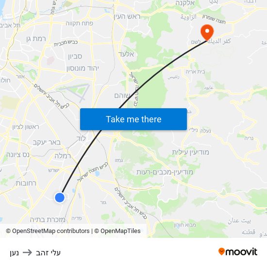 נען to עלי זהב map