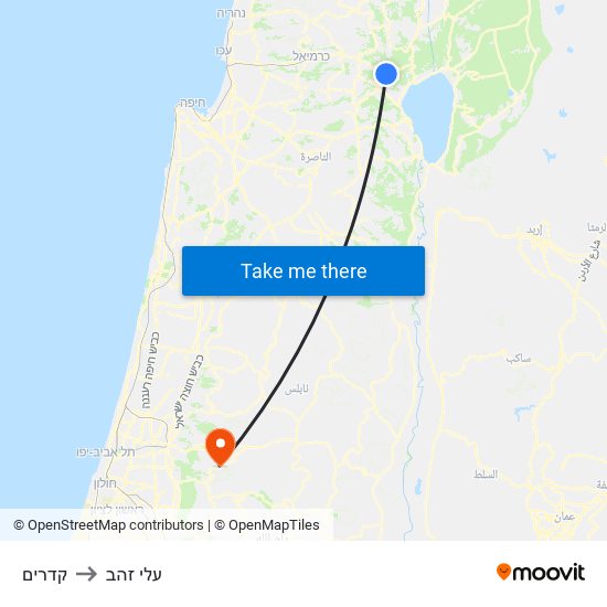 קדרים to עלי זהב map