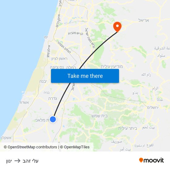 ינון to עלי זהב map