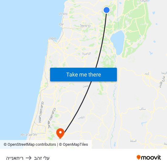 ריחאנייה to עלי זהב map