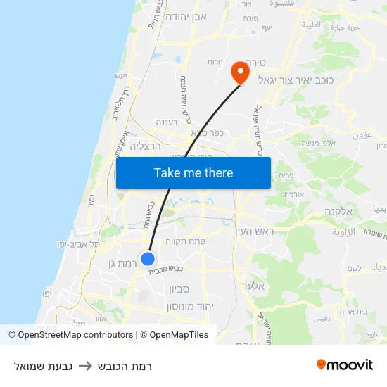 גבעת שמואל to רמת הכובש map