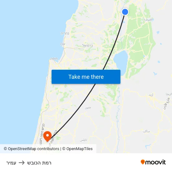 עמיר to רמת הכובש map