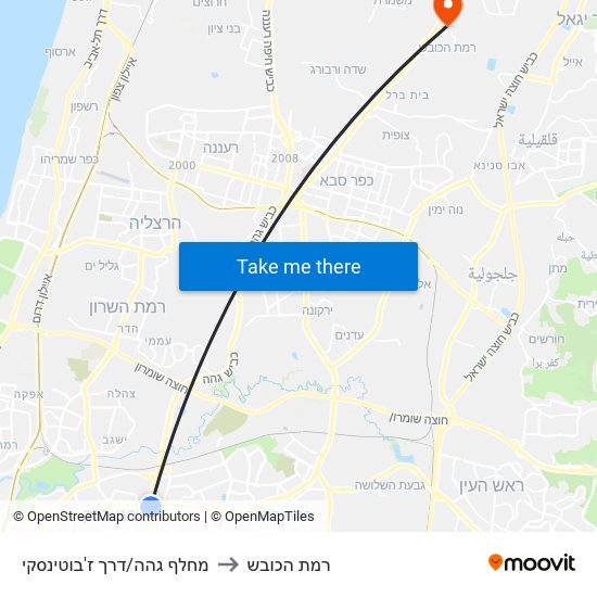 מחלף גהה/דרך ז'בוטינסקי to רמת הכובש map