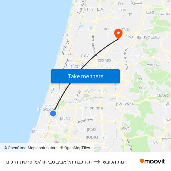 ת. רכבת תל אביב סבידור/על פרשת דרכים to רמת הכובש map