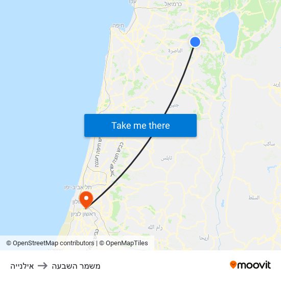 אילנייה to משמר השבעה map