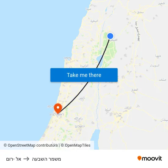 אל -רום to משמר השבעה map