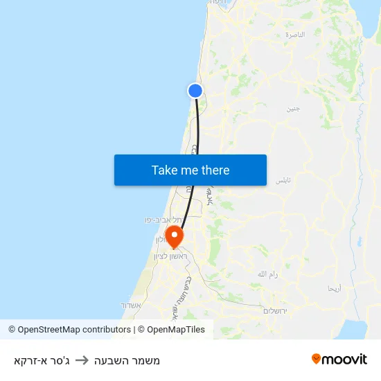 ג'סר א-זרקא to משמר השבעה map
