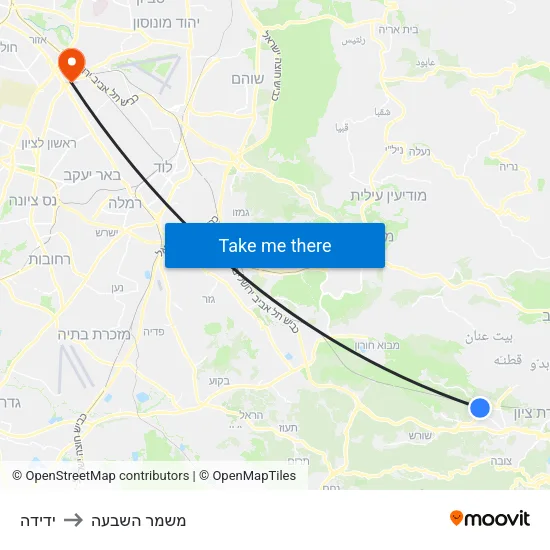 ידידה to משמר השבעה map