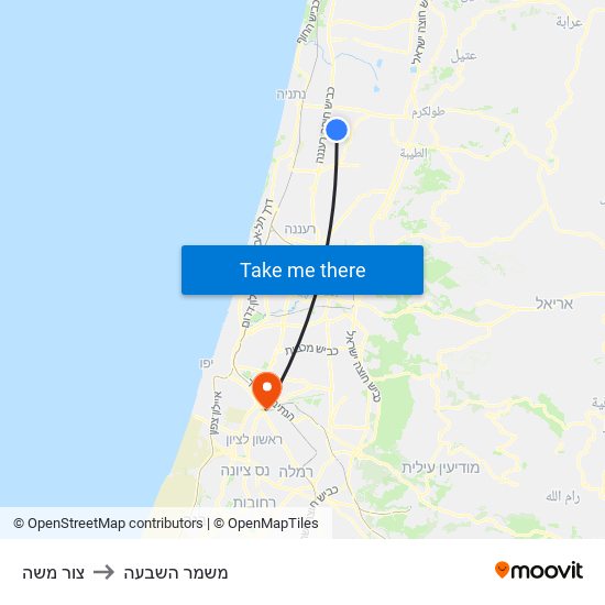 צור משה to משמר השבעה map