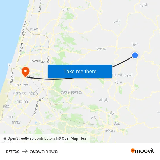 מגדלים to משמר השבעה map