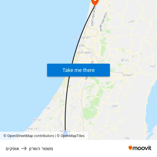 אופקים to משמר השרון map