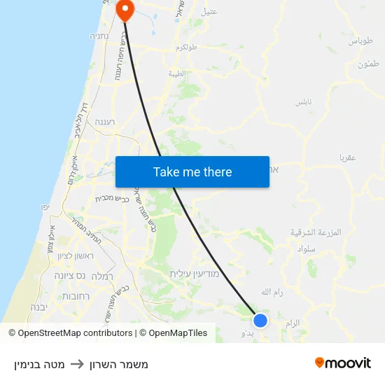 מטה בנימין to משמר השרון map