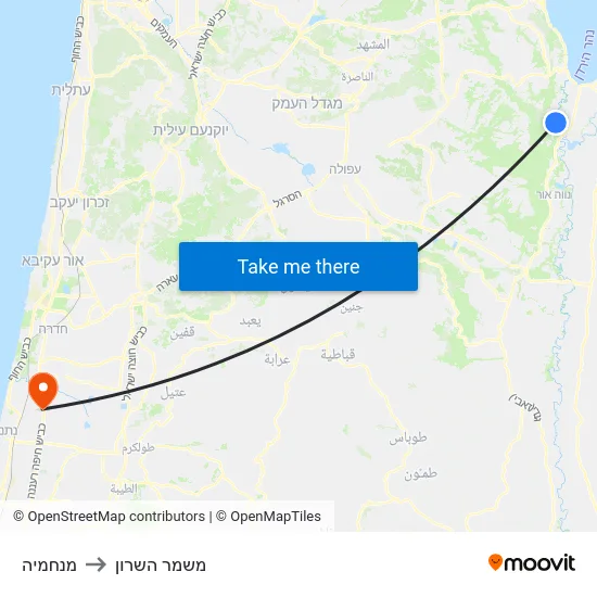 מנחמיה to משמר השרון map