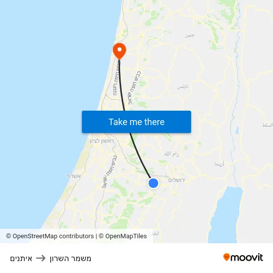 איתנים to משמר השרון map