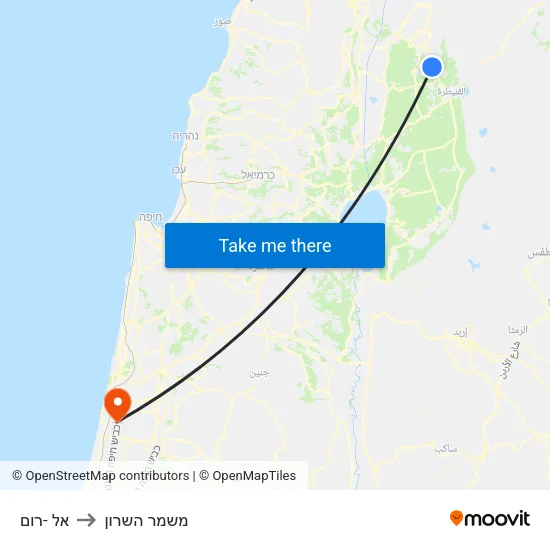 אל -רום to משמר השרון map