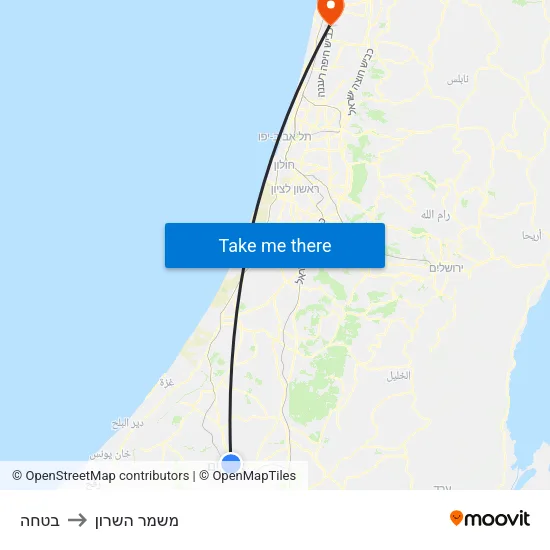 בטחה to משמר השרון map