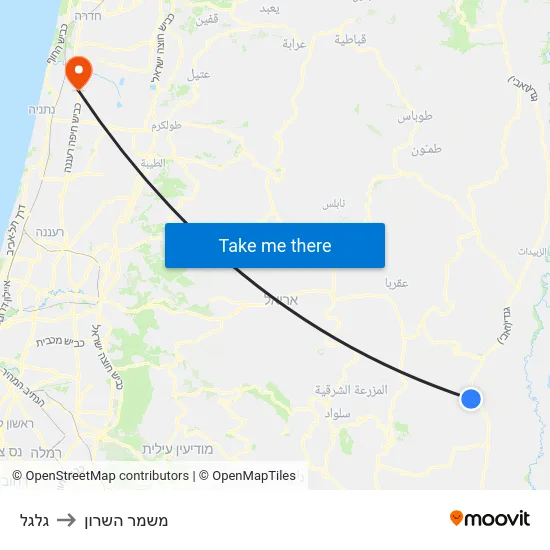 גלגל to משמר השרון map