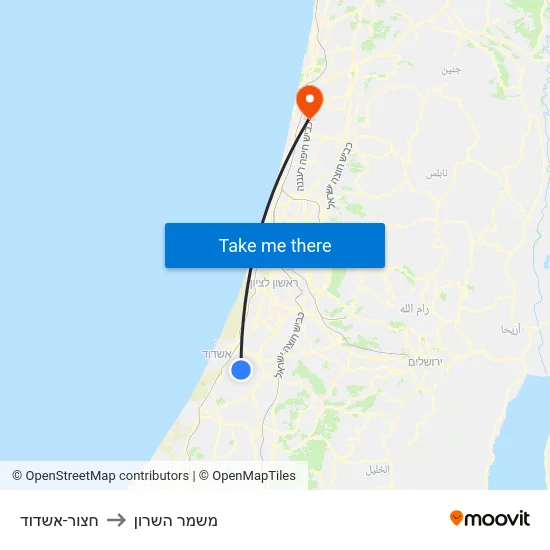 חצור-אשדוד to משמר השרון map