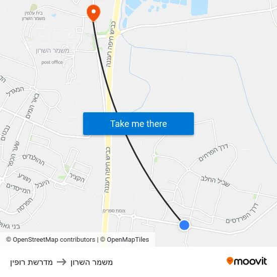 מדרשת רופין to משמר השרון map