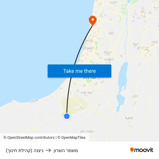 ניצנה (קהילת חינוך) to משמר השרון map