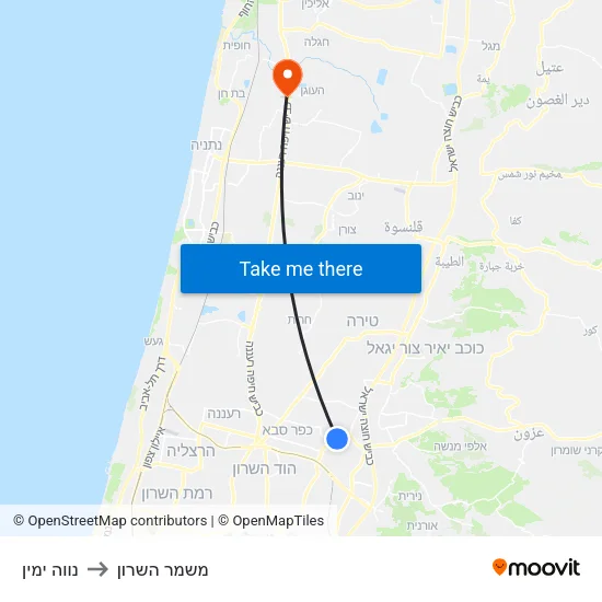 נווה ימין to משמר השרון map