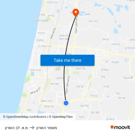 מ.א. לב השרון to משמר השרון map