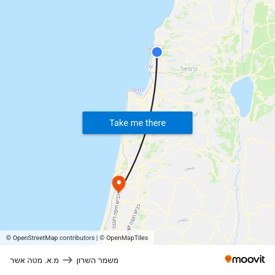 מ.א. מטה אשר to משמר השרון map