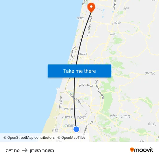 סתרייה to משמר השרון map