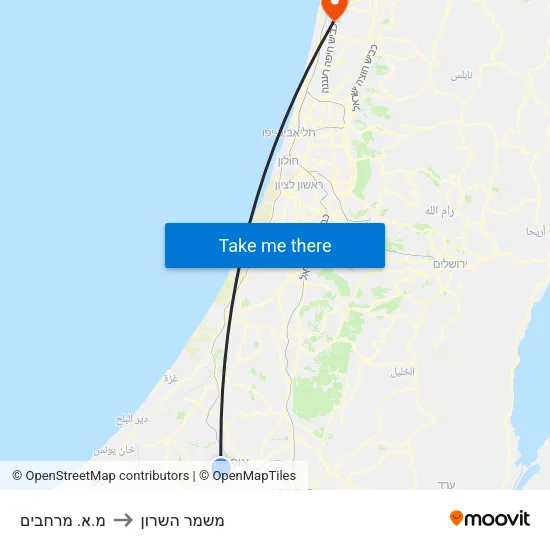 מ.א. מרחבים to משמר השרון map
