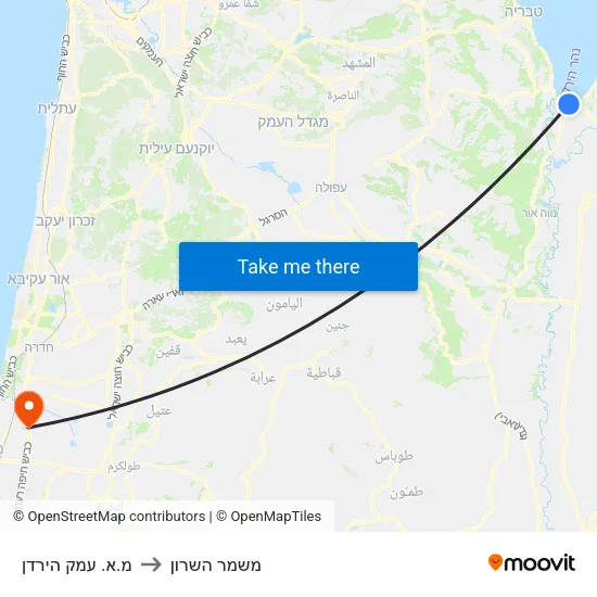 מ.א. עמק הירדן to משמר השרון map