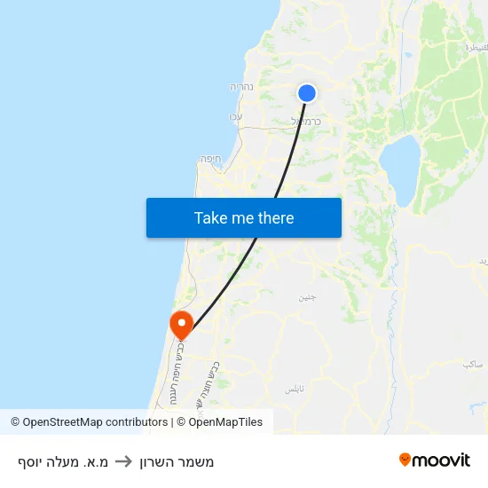 מ.א. מעלה יוסף to משמר השרון map