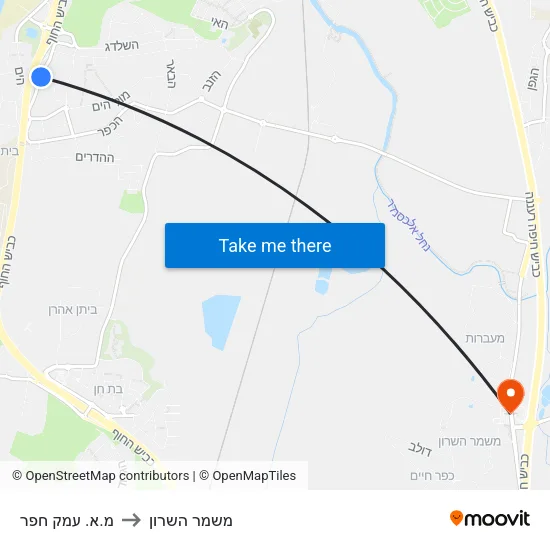 מ.א. עמק חפר to משמר השרון map