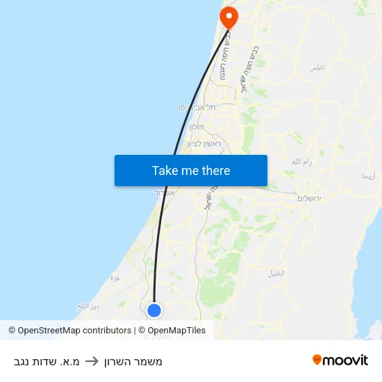 מ.א. שדות נגב to משמר השרון map