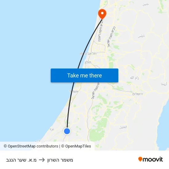 מ.א. שער הנגב to משמר השרון map