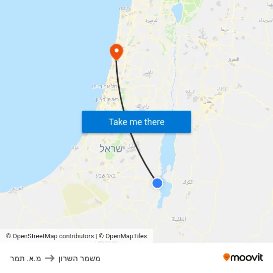 מ.א. תמר to משמר השרון map