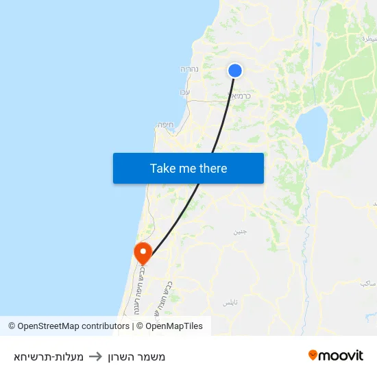 מעלות-תרשיחא to משמר השרון map