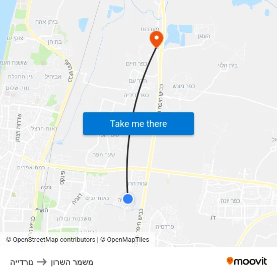 נורדייה to משמר השרון map