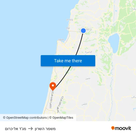 מג'ד אל-כרום to משמר השרון map