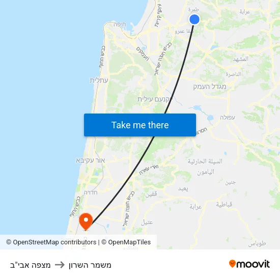 מצפה אבי"ב to משמר השרון map