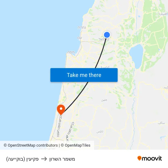 פקיעין (בוקייעה) to משמר השרון map
