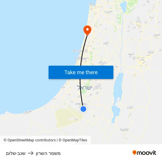 שגב-שלום to משמר השרון map