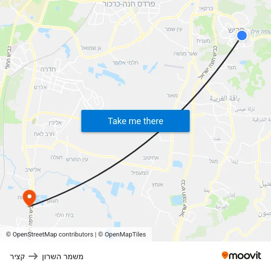 קציר to משמר השרון map