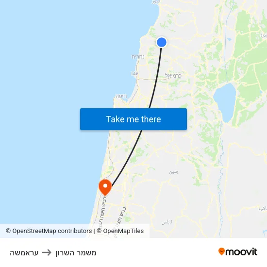 עראמשה to משמר השרון map