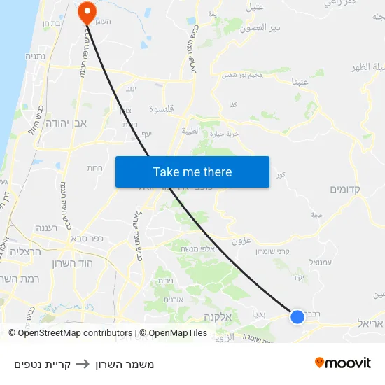 קריית נטפים to משמר השרון map