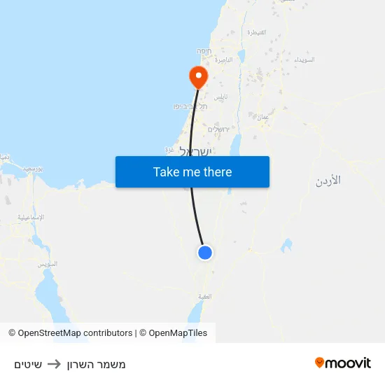 שיטים to משמר השרון map