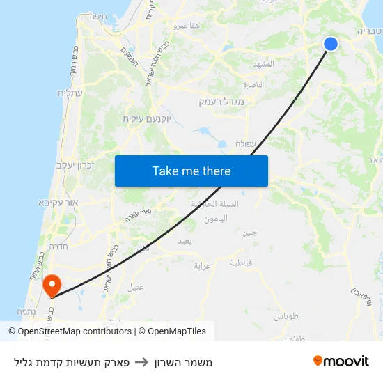 פארק תעשיות קדמת גליל to משמר השרון map
