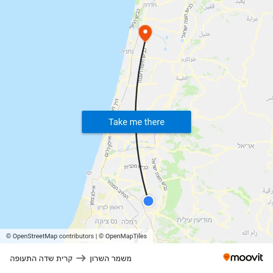 קרית שדה התעופה to משמר השרון map