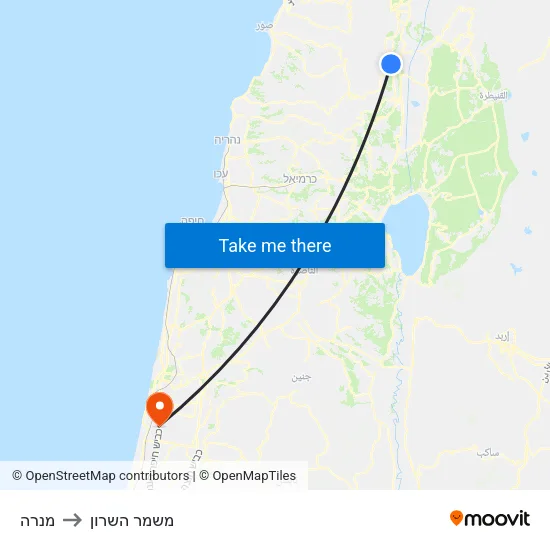 מנרה to משמר השרון map