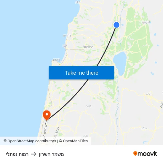 רמות נפתלי to משמר השרון map