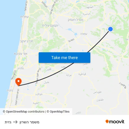 גזית to משמר השרון map